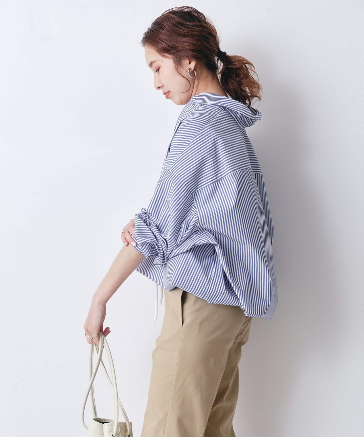 追加》CO/PEストライプヘムギャザーシャツ（シャツ／ブラウス）｜Spick