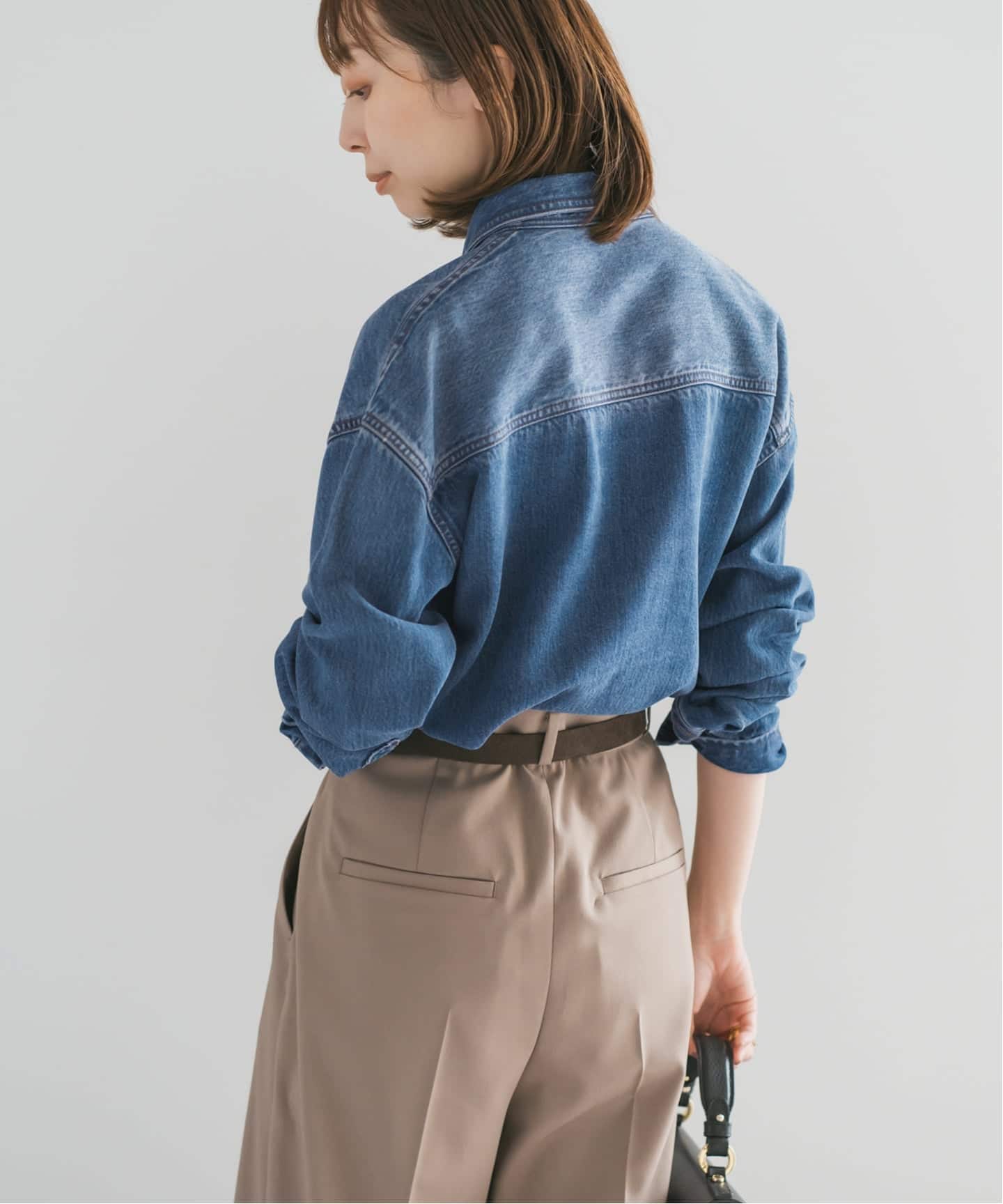 追加》スージングデニムビッグポケットシャツ3（シャツ／ブラウス