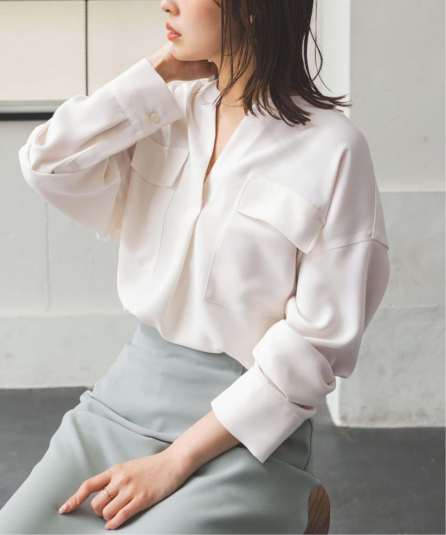 追加》ワークディテールドレープシャツ 4（シャツ／ブラウス）｜NOBLE