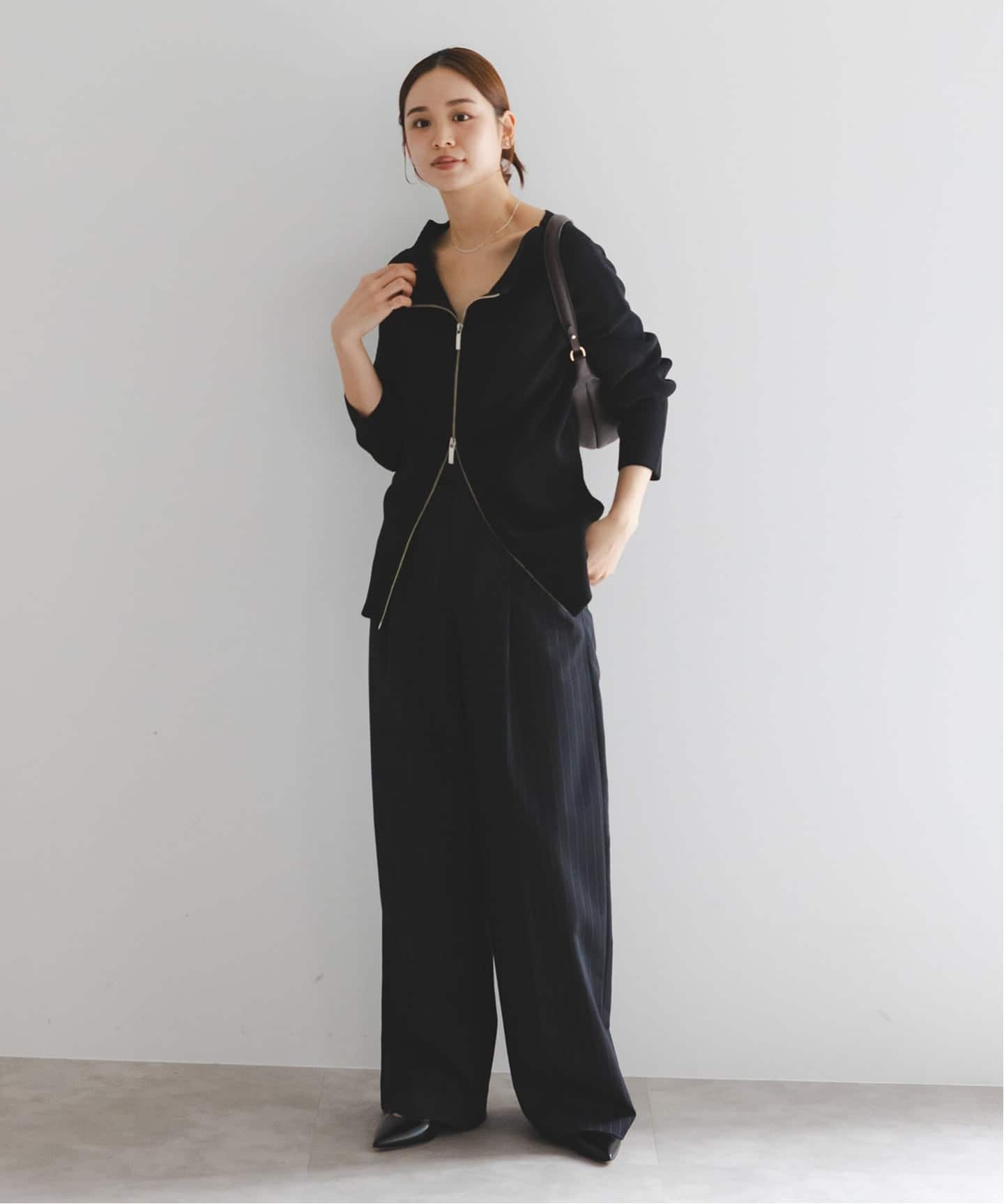 WEB限定追加》フロントジップボートネックニット（ニット／セーター