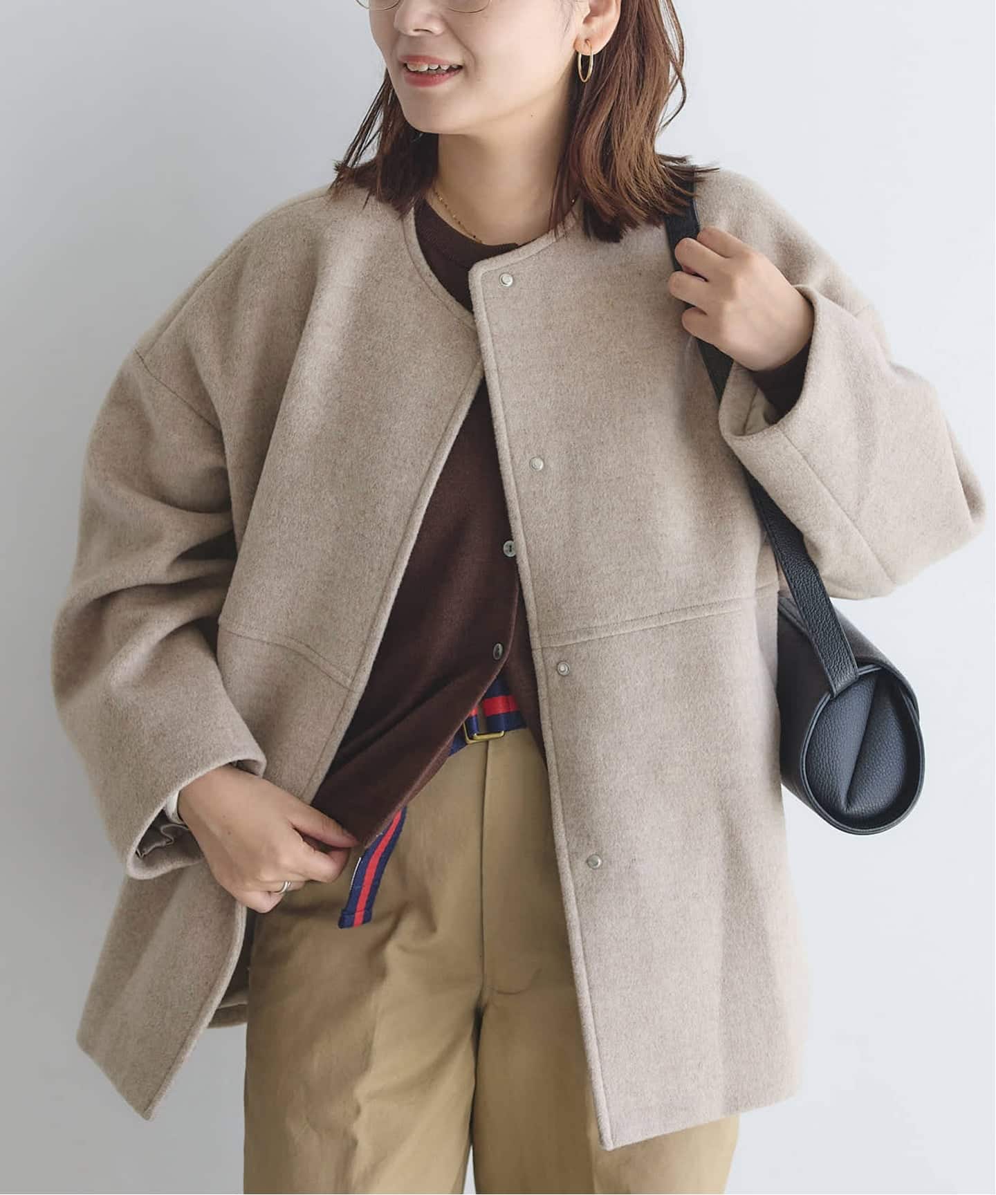 追加4》スーパー140ビーバーノーカラーショートコート（ノーカラー