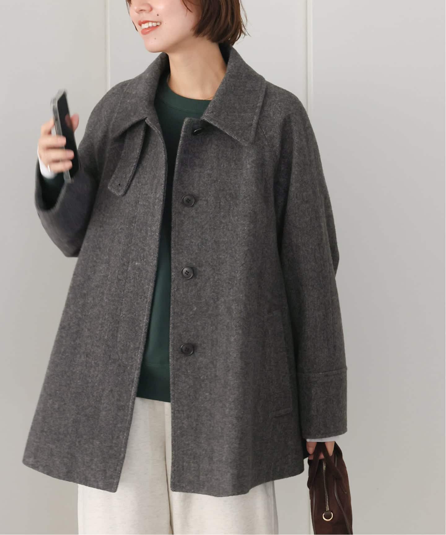 追加》尾州ウールスーパー100Aラインコート（ステンカラーコート