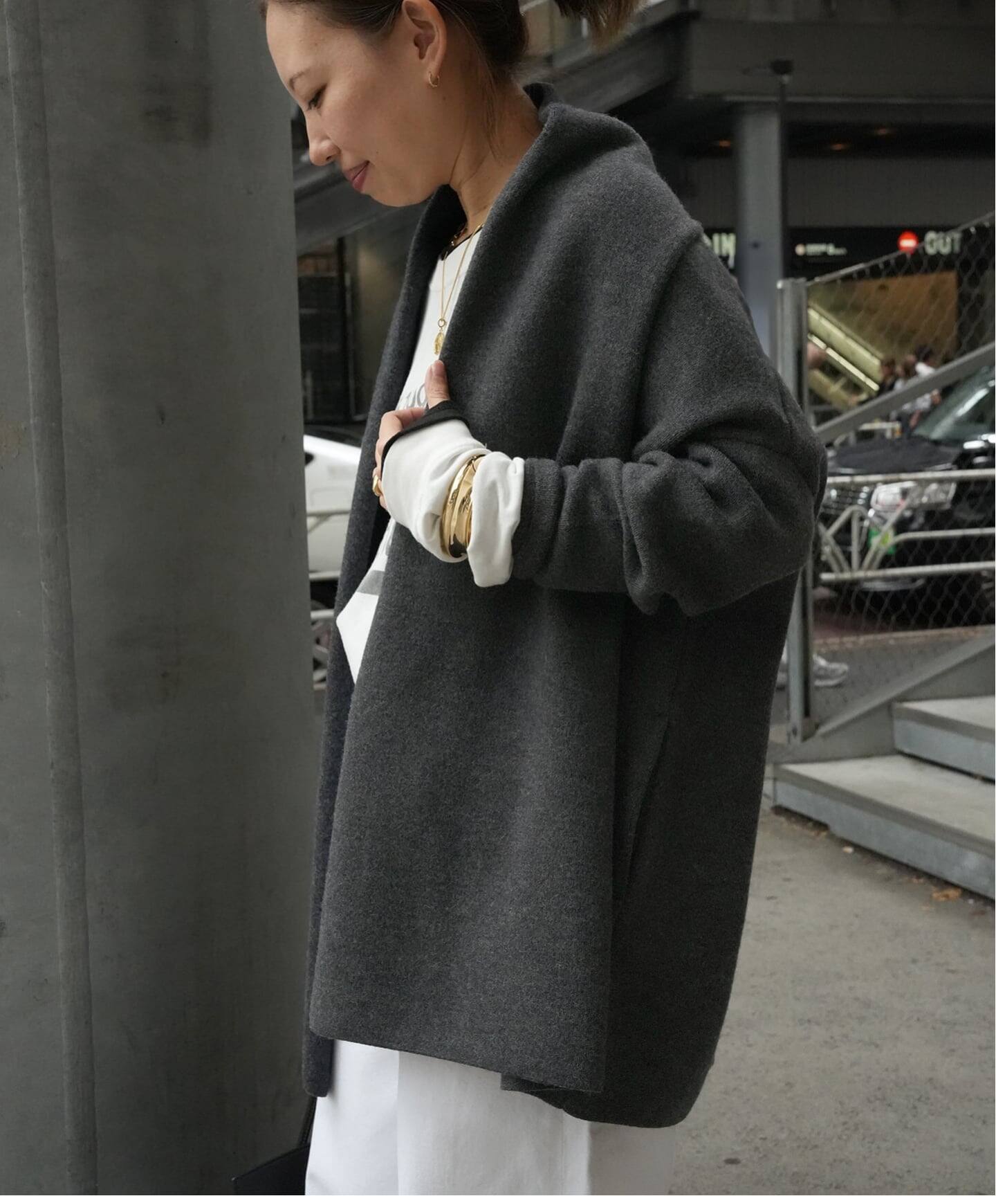 スムース ニットガウン ショートコート（その他ブルゾン／アウター