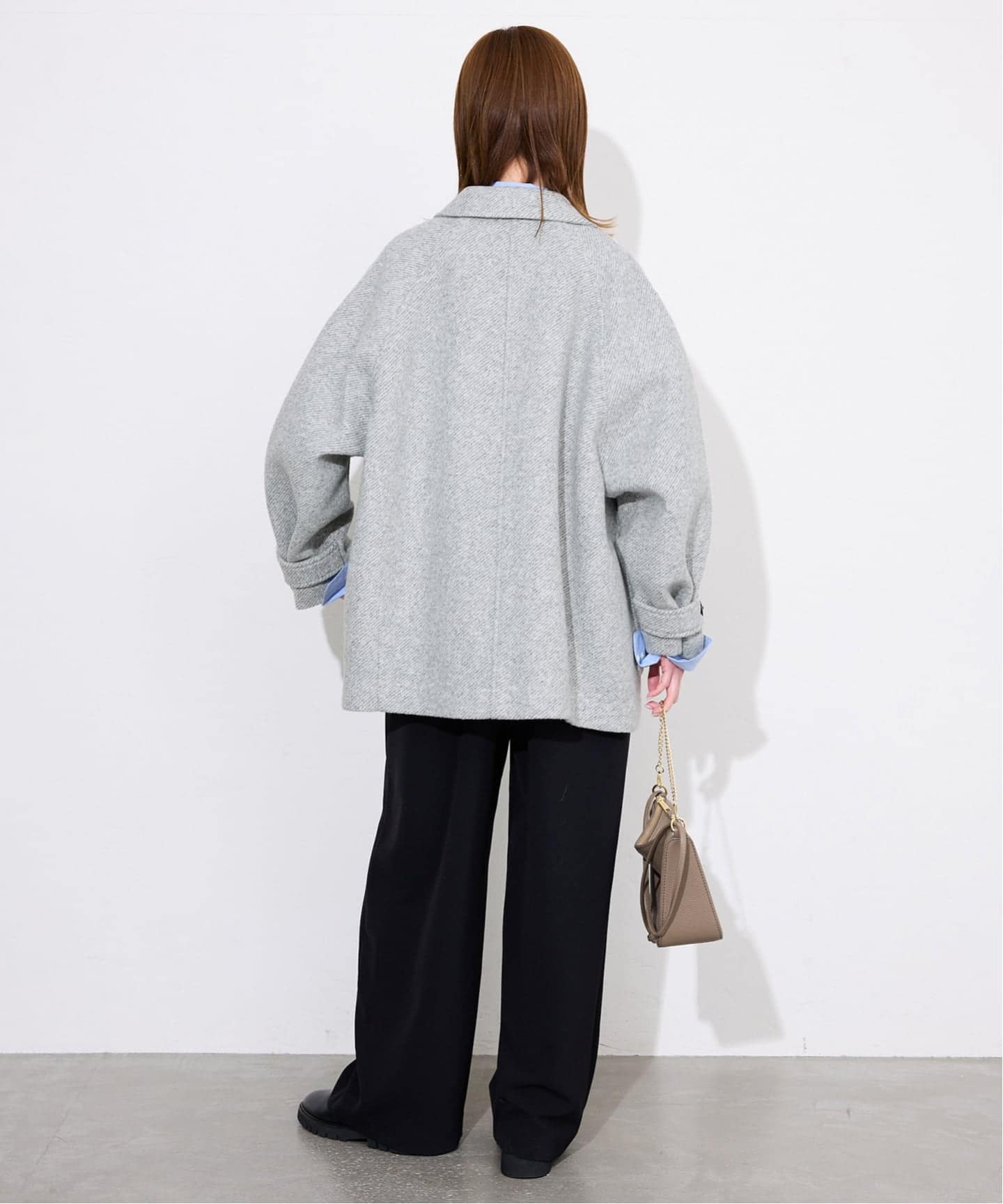 ツイードボンディングステンカラーショートコート（ステンカラーコート