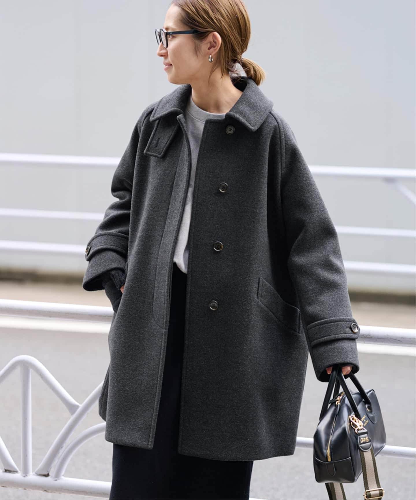 ≪WEB先行 / 追加≫ラムウールMIXシャルムバルカラーコート（ステン