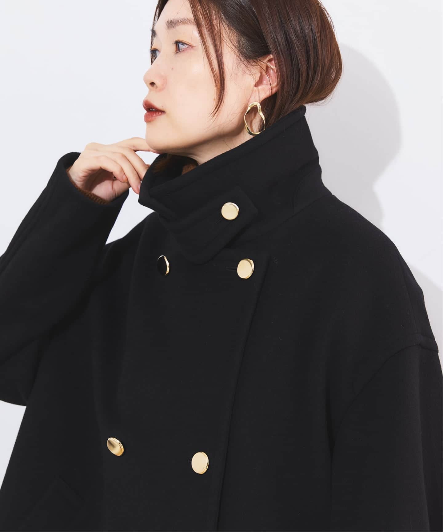 追加》SUPER120/MANTECOステンカラーショートコート（ステンカラー