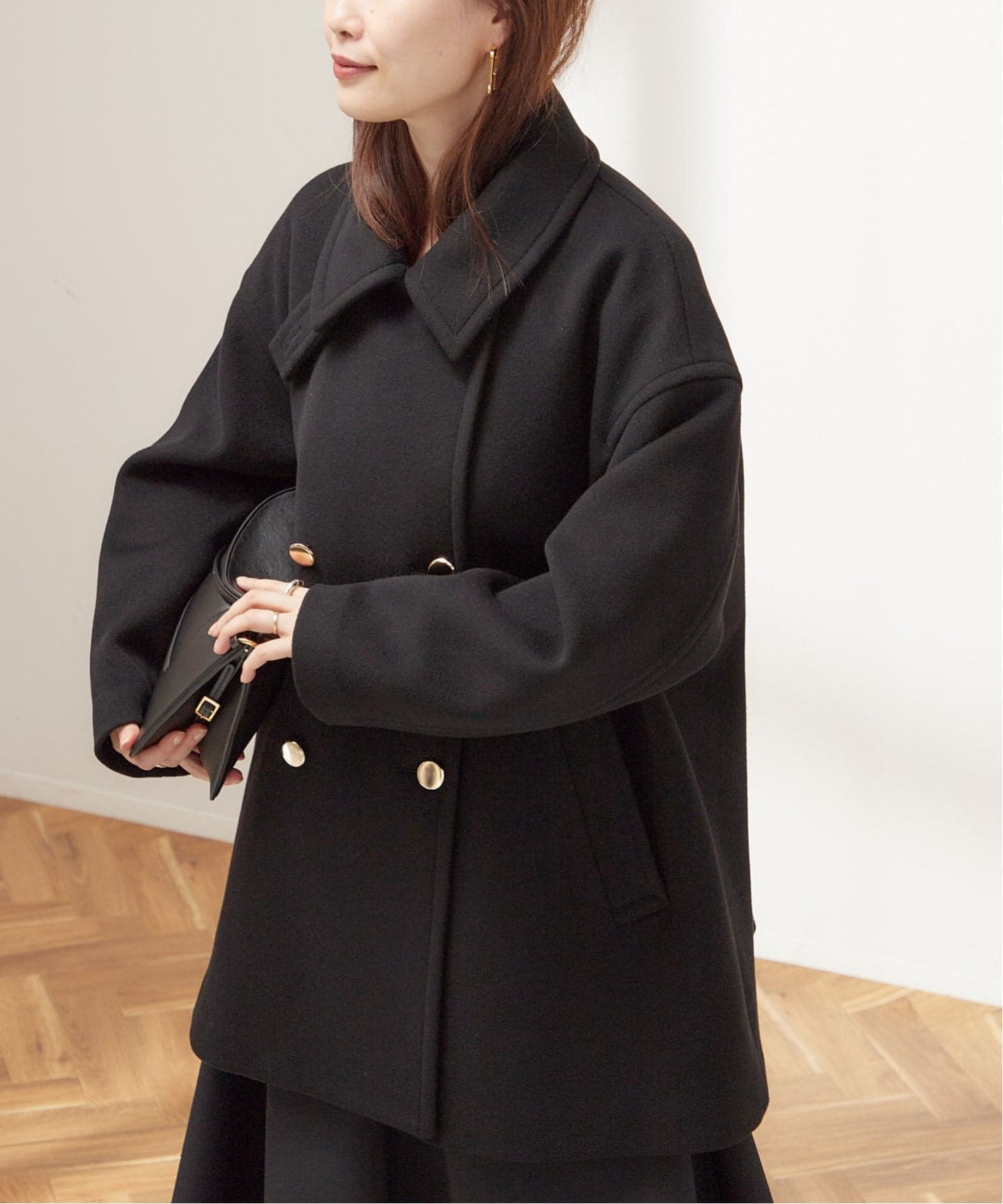 追加》SUPER120/MANTECOステンカラーショートコート（ステンカラー