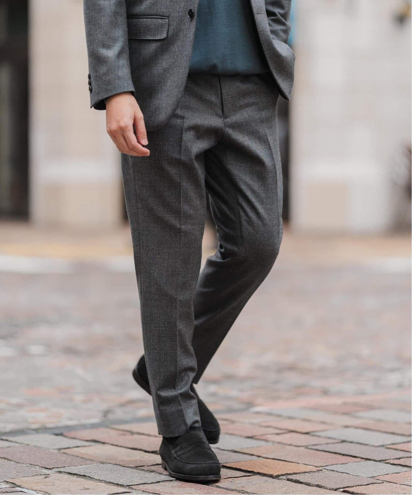 SUPER 120's ウールサキソニー テーパードパンツ【セットアップ着用