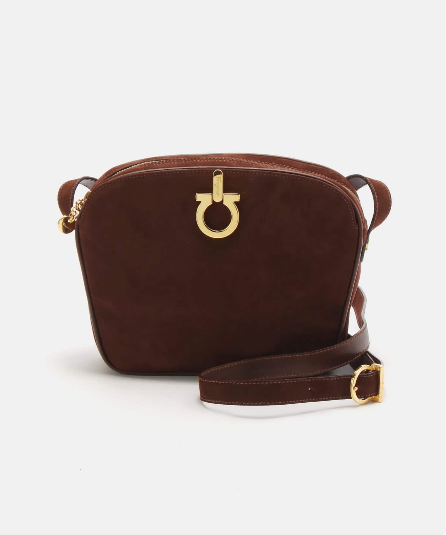 VINTAGE FERRAGAMO/フェラガモ】 Gancini ショルダーバッグ suede