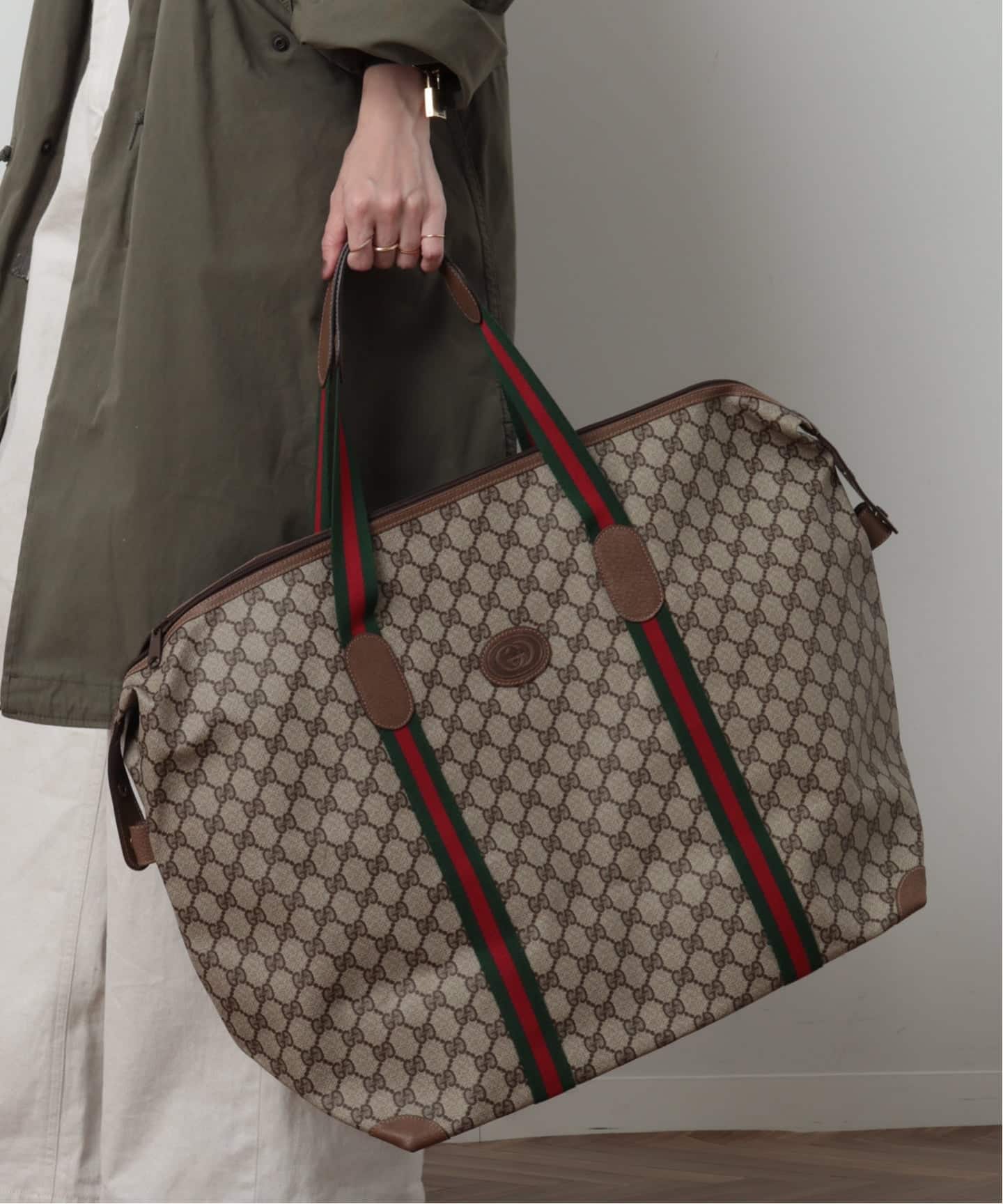 VINTAGE GUCCI/グッチ】ボストンバッグ large gg web（ボストンバッグ