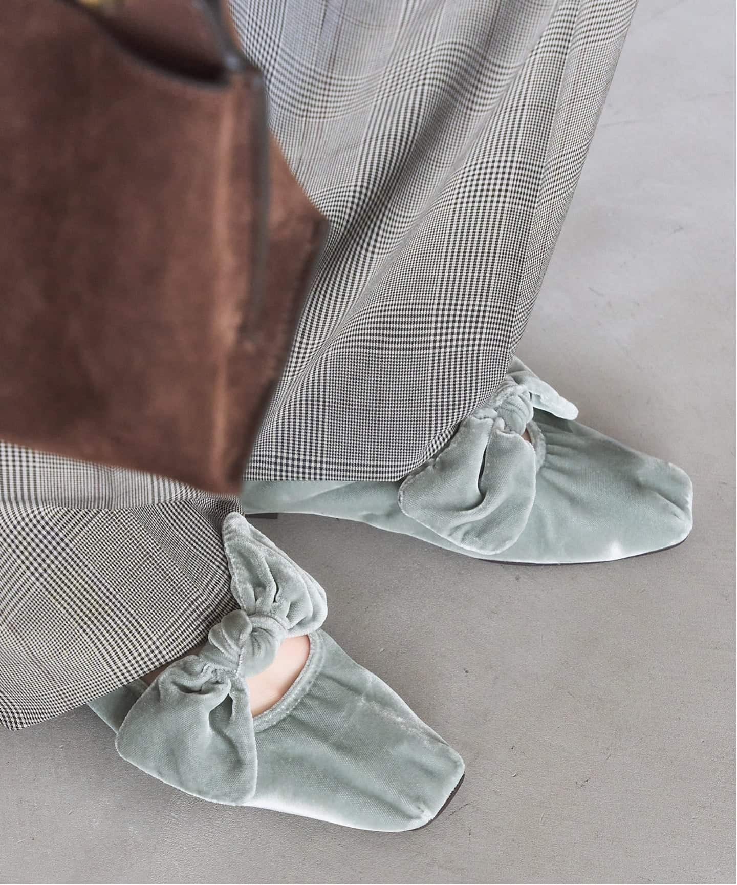 追加3》スクエアベルベットリボンフラット（フラットシューズ）｜LE