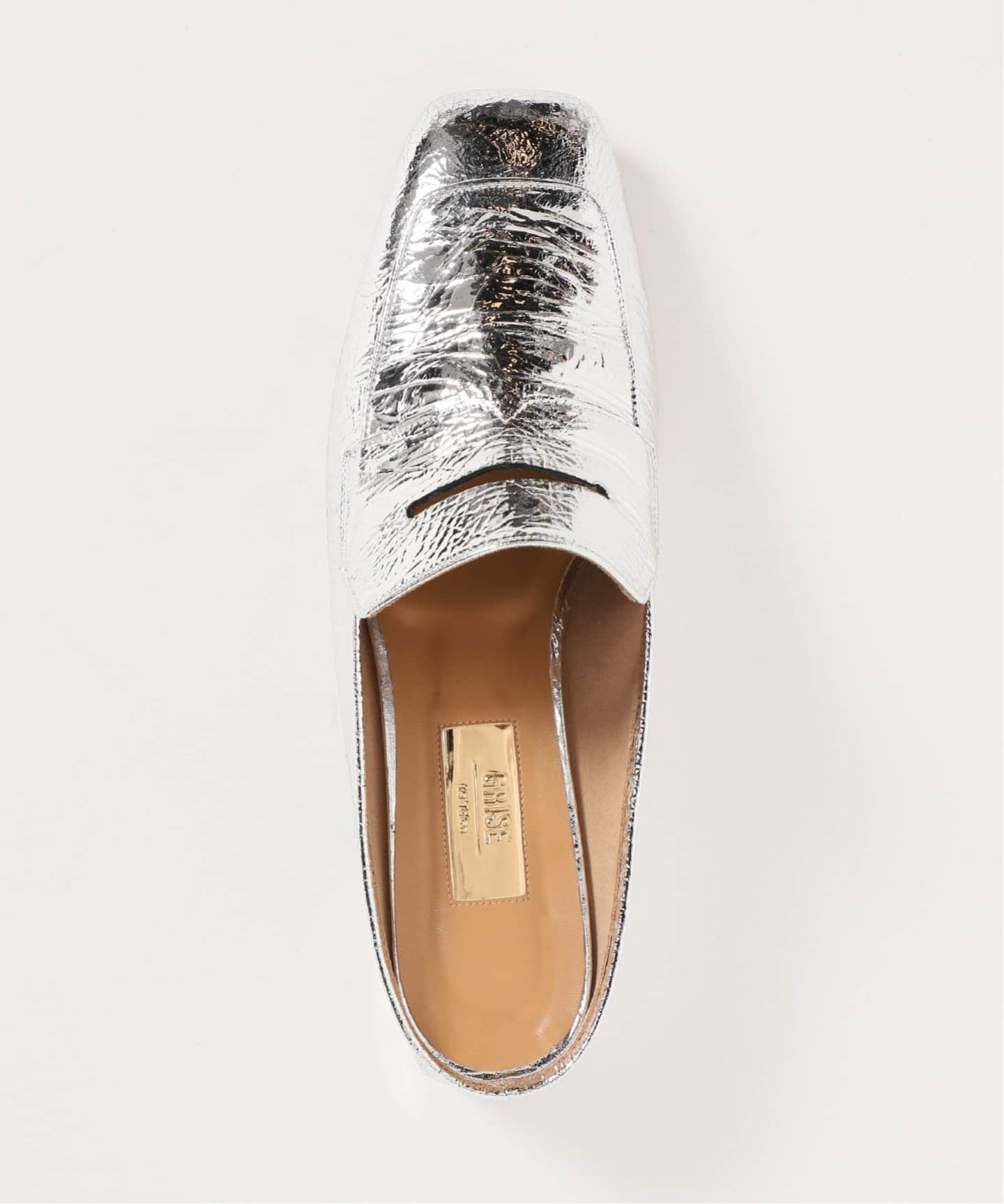 GRISEレザースクエアローファーミュール（フラットシューズ）｜LE