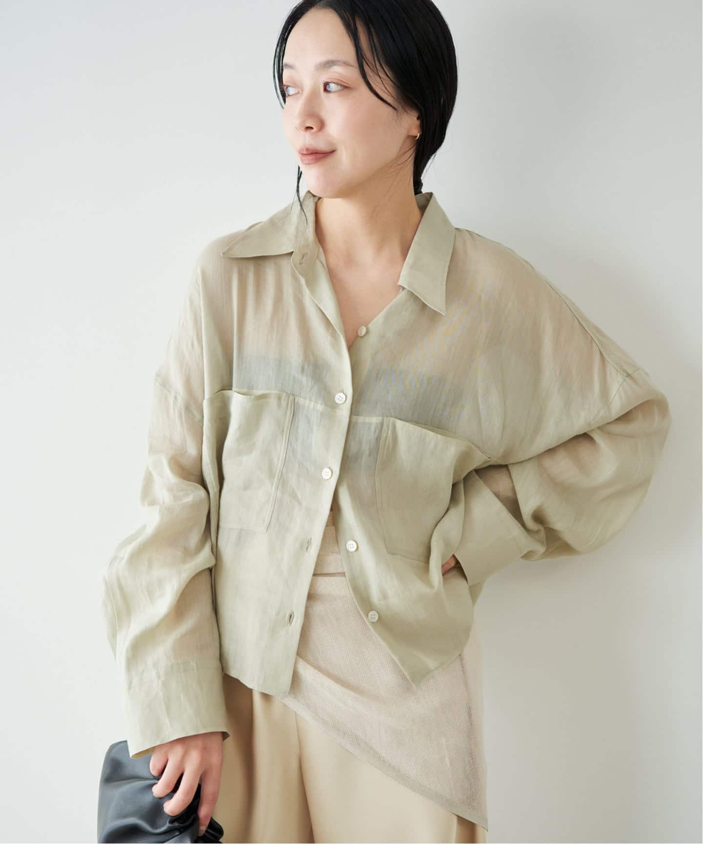 追加予約》RAMIE LYOCELL CROPPED シャツ（シャツ／ブラウス）｜Plage