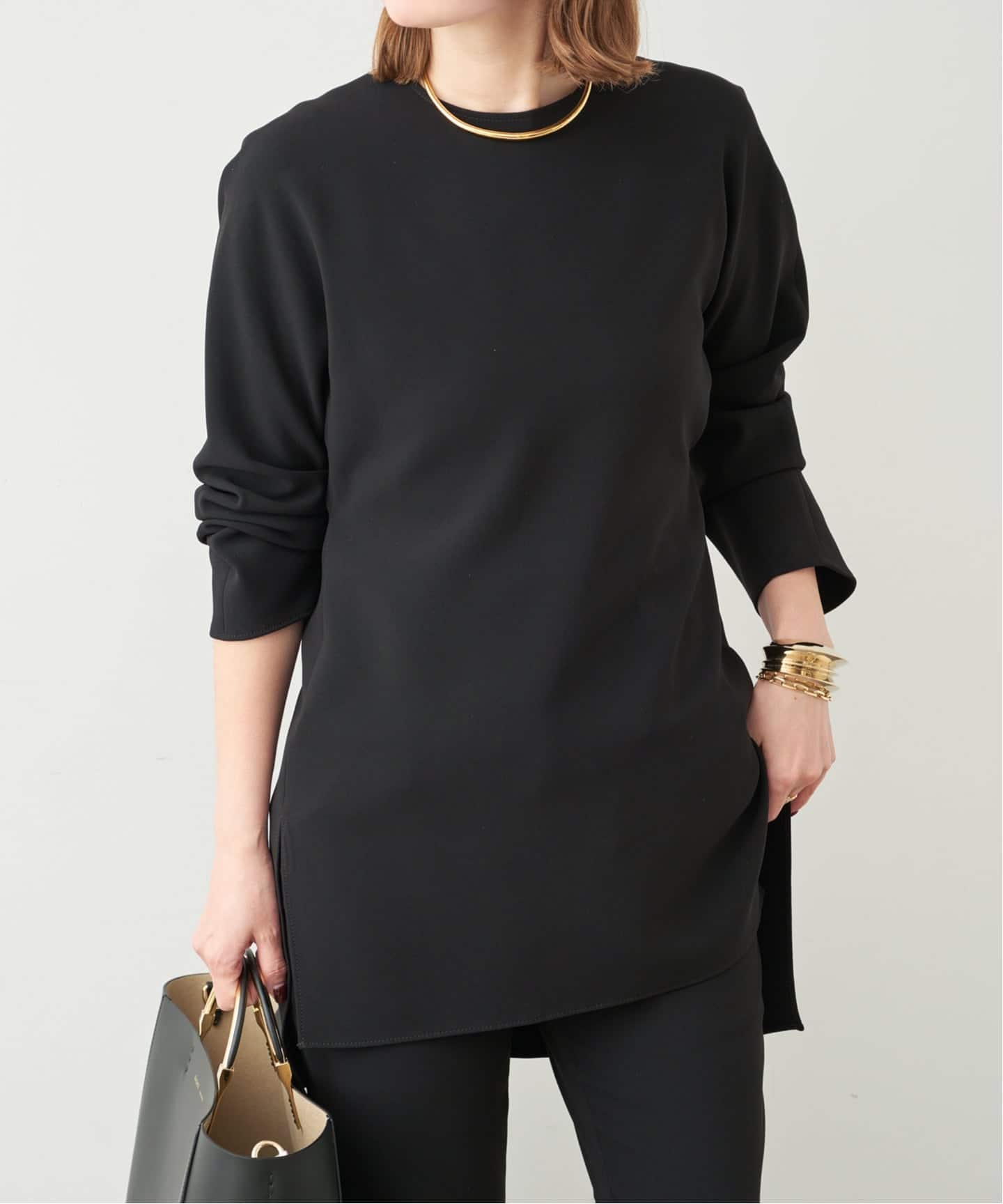 トリアセジョーゼット クルーネックプルオーバー（シャツ／ブラウス