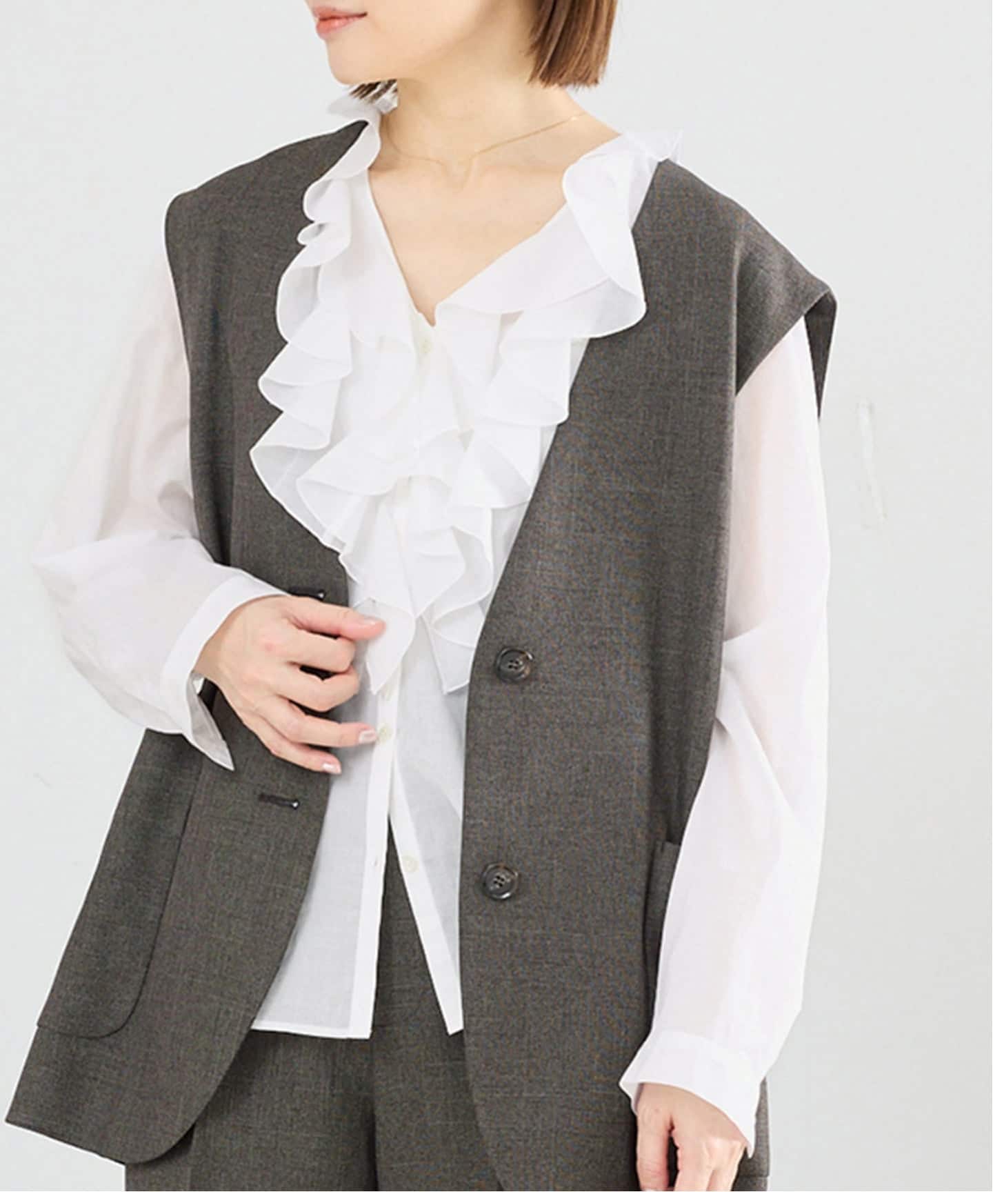 予約》レーストリムフリルブラウス（シャツ／ブラウス）｜IENA（イエナ