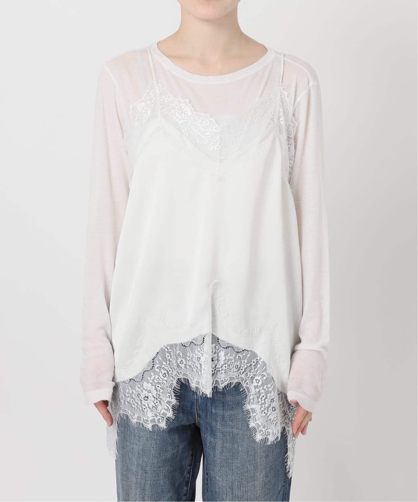 WEB限定 / 追加2予約》レースサテンチュニックキャミソール