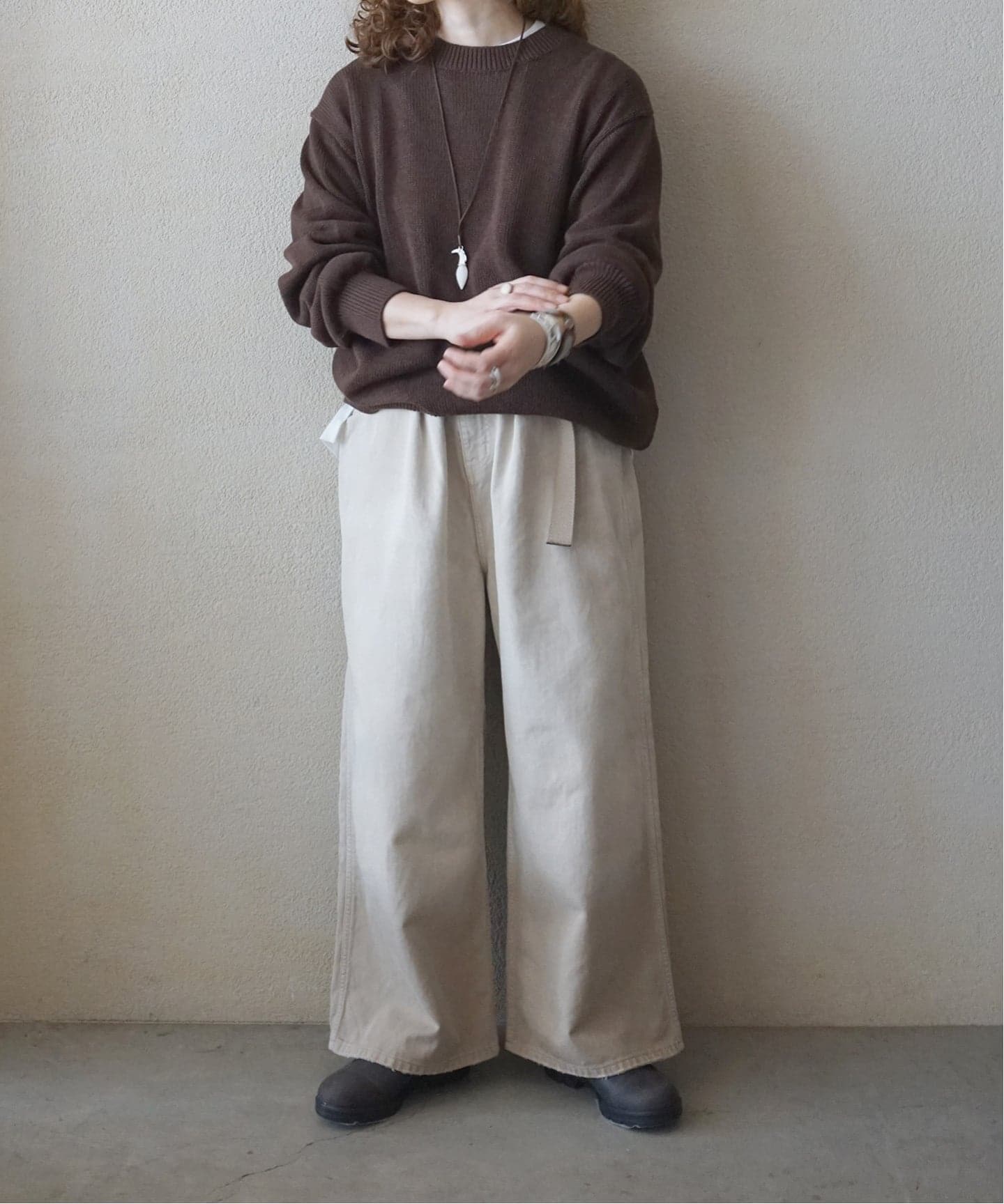 yonetomi】NEW BASIC WASHI COTTON KNIT P/O（ニット／セーター