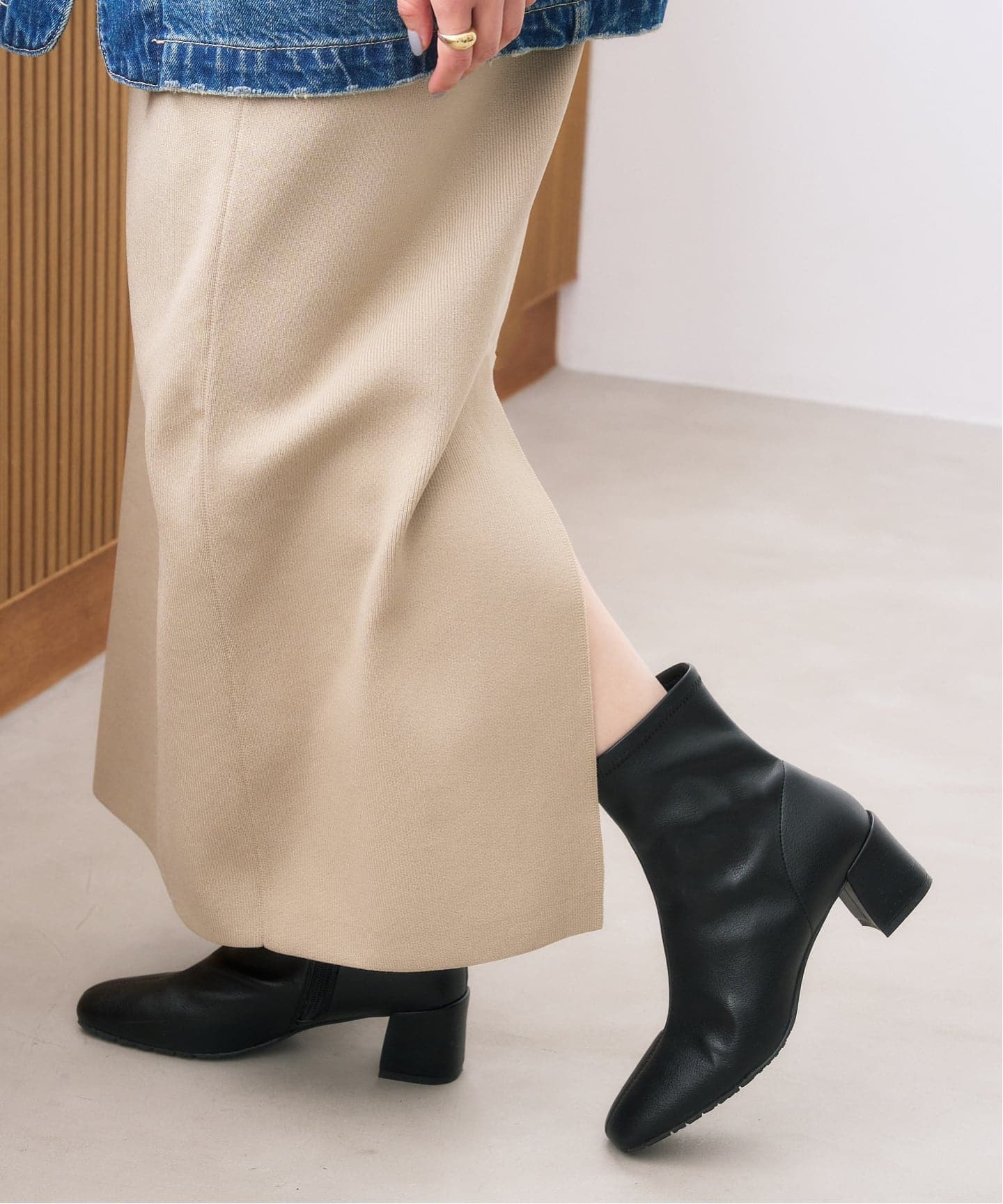 追加3》5cmスクエアフィットショートブーツ（ブーティ・ショートブーツ