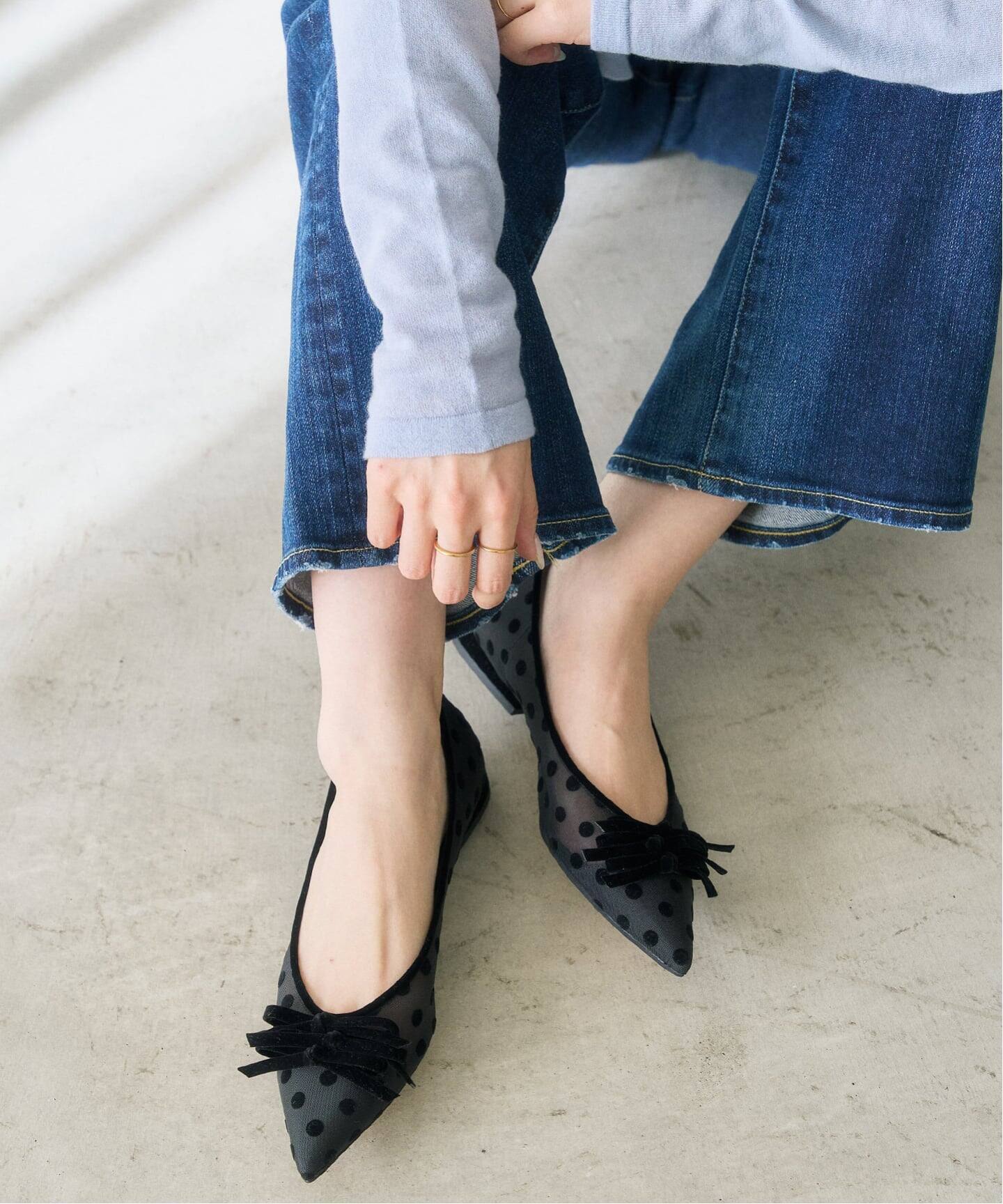 追加予約》ポインテッドチュールメニーリボンフラット（フラット