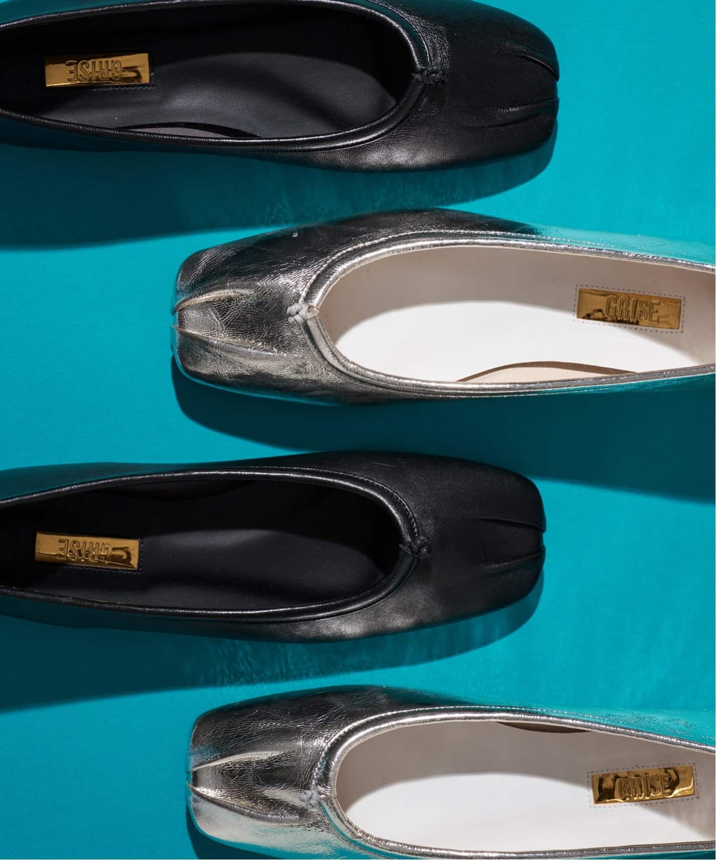 追加》GRISEレザースクエアプリーツフラット（フラットシューズ