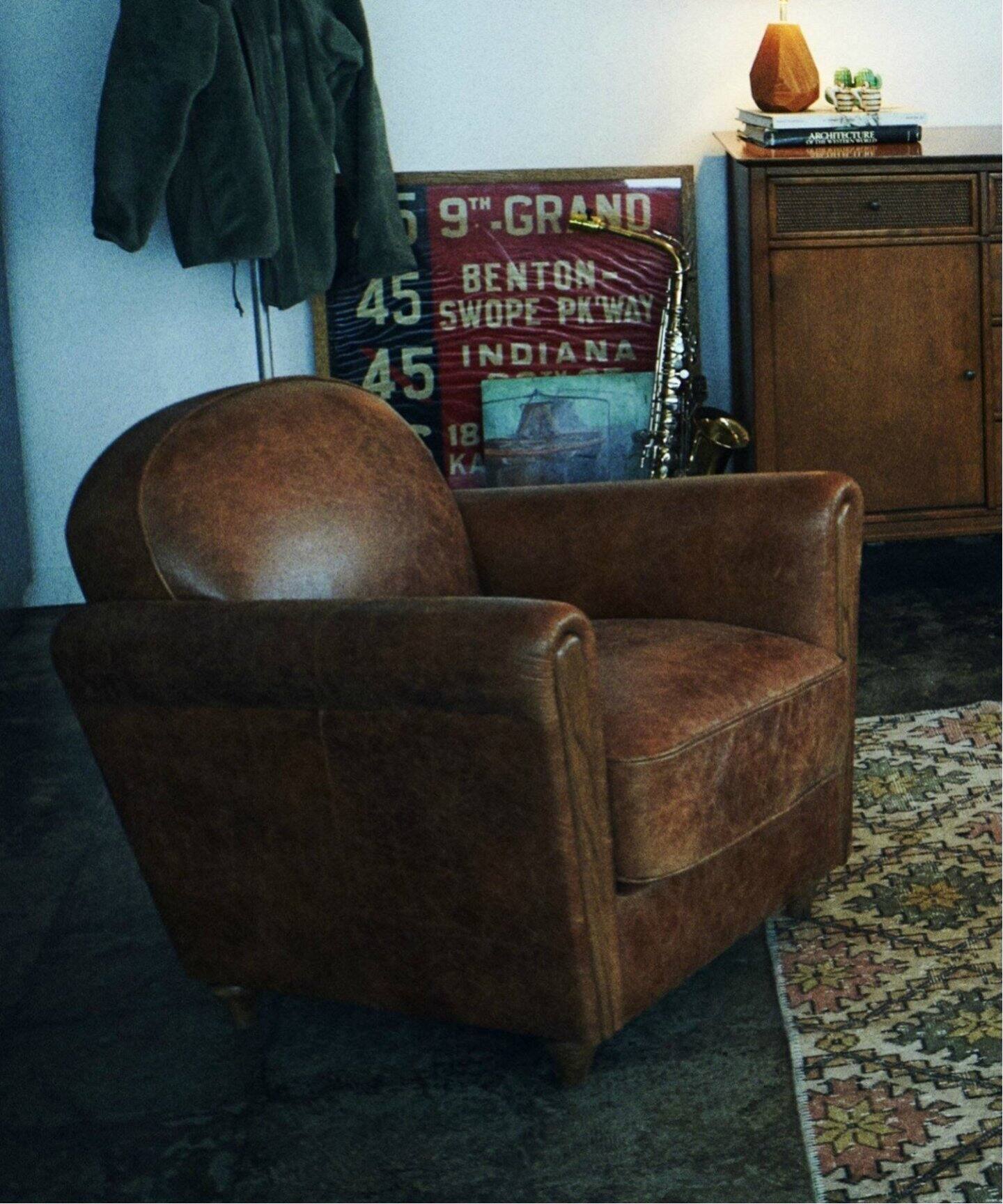 大型商品》OAKS CLUB CHAIR(crack) オークスクラブチェア（ソファ