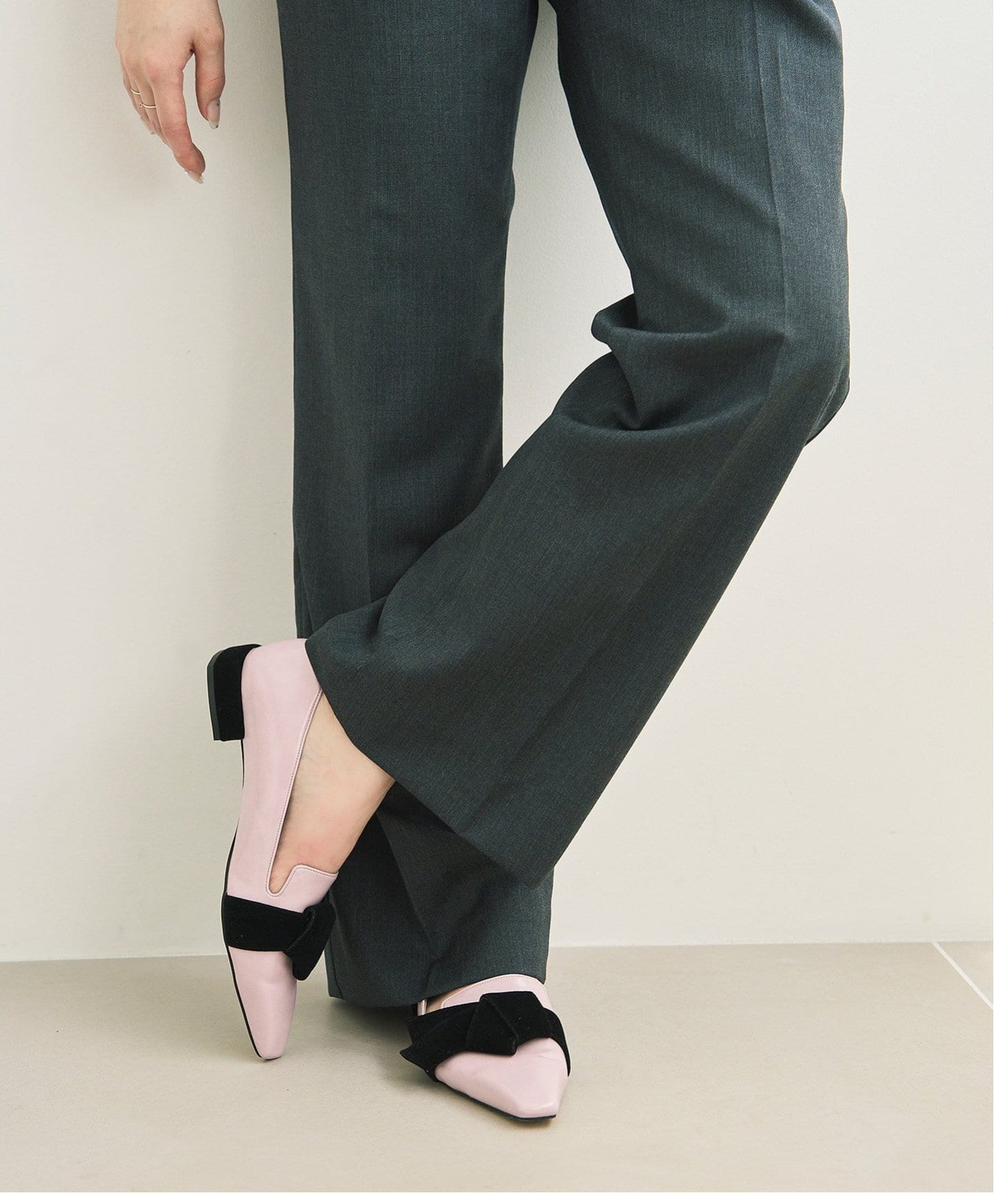 追加2》フレンチスクエアリボンオペラフラット（フラットシューズ