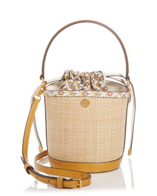 Tory Burch Robinson Straw Mini Bucket Bag | Bloomingdale's