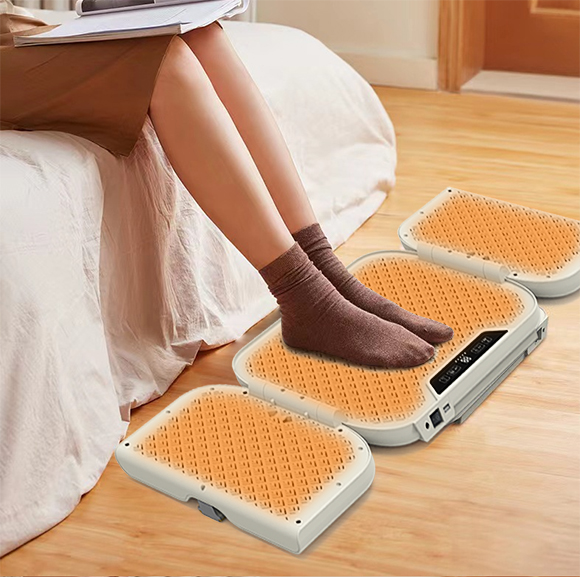 3つのグラフェンヒーターが足先から膝まで足全体をポカポカと温める