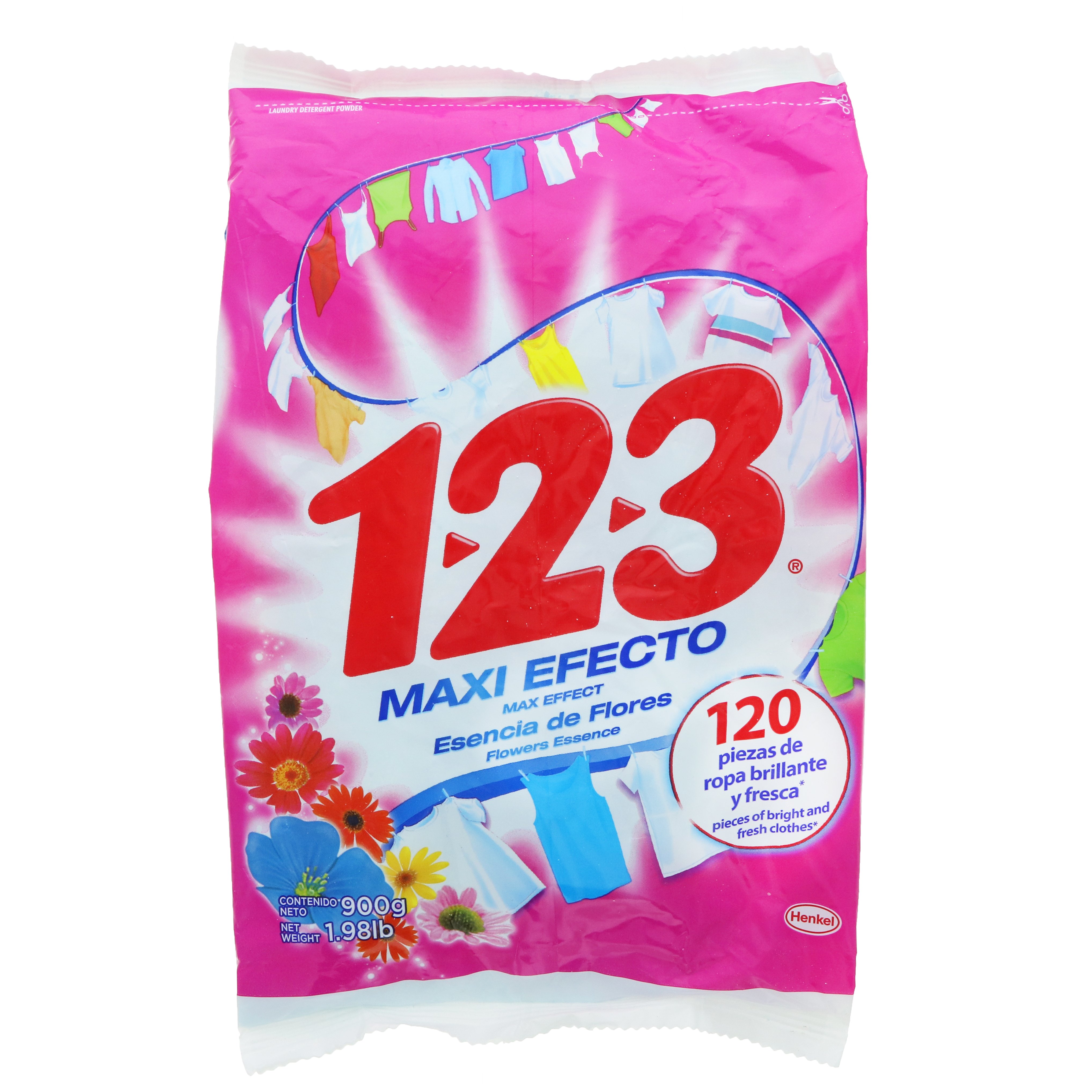 123 Max Effect Powder Laundry Detergent, 5 Loads - Flowers Essence