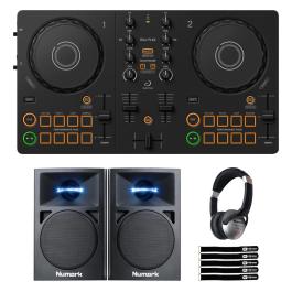 AlphaTheta DDJ-FLX2 Controller with Monitors & Headphones