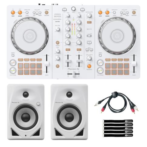 Pioneer DDJ-FLX4-W White DJ Controller with White Monitors