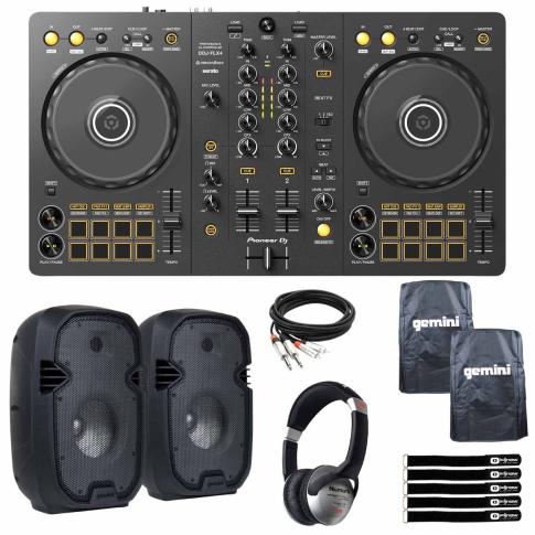 Pioneer DJ DDJ-FLX4 with PartyBox Rave8 Speakers | IDJNOW