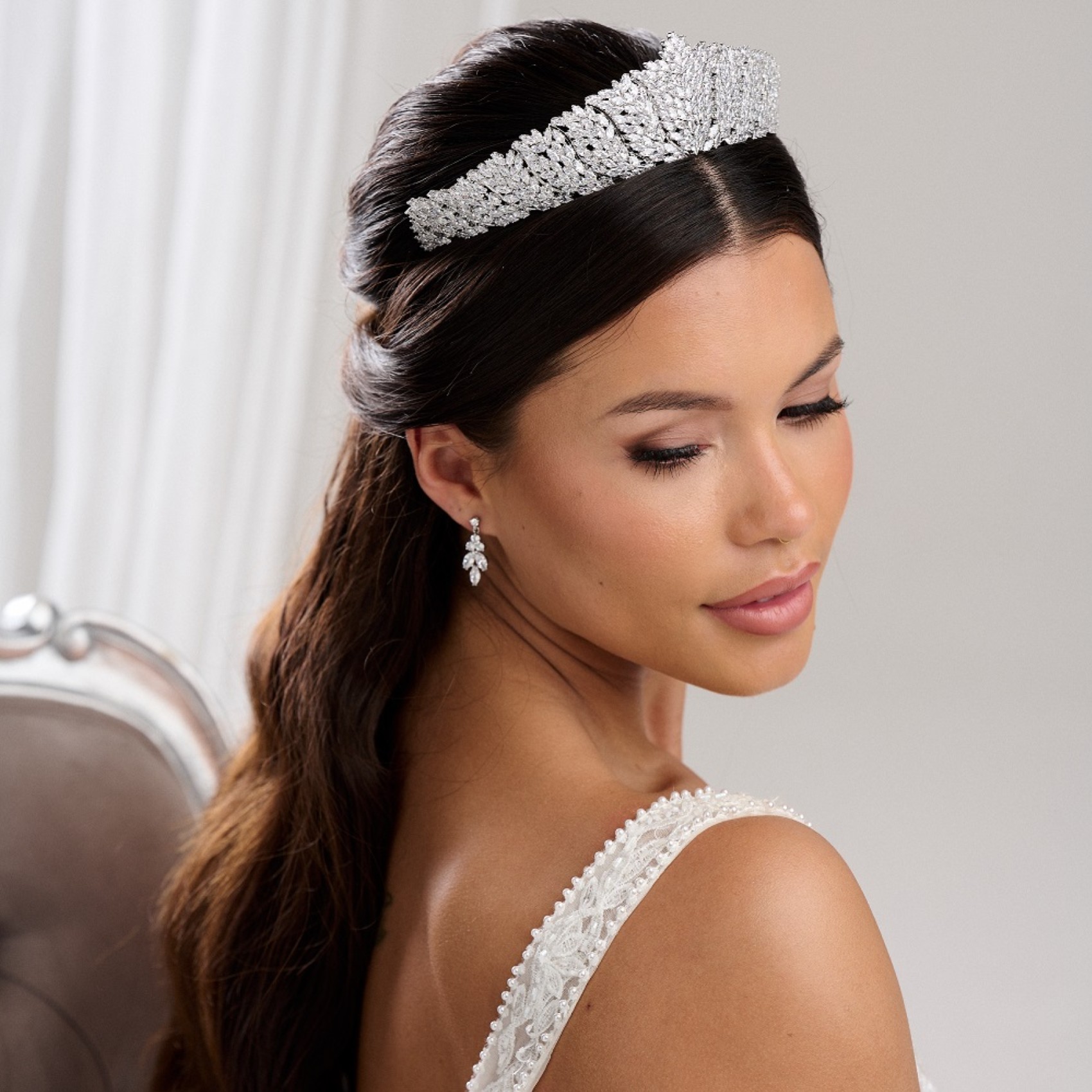 Empress Statement Cubic Zirconia Crystal Bridal Tiara