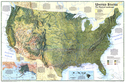 United States, the Physical Landscape Map