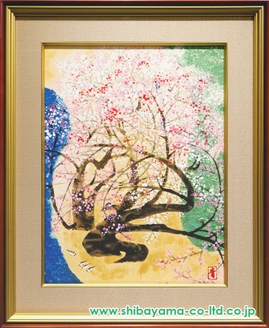 前田青邨「紅白梅」木版画 :: 絵画買取・販売 - シバヤマ