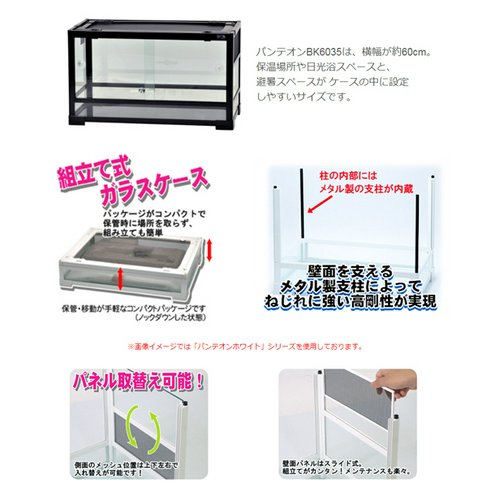 爬虫類ケージ 三晃商会 パンテオン ブラック BK6035(60.5×30.5×35cm