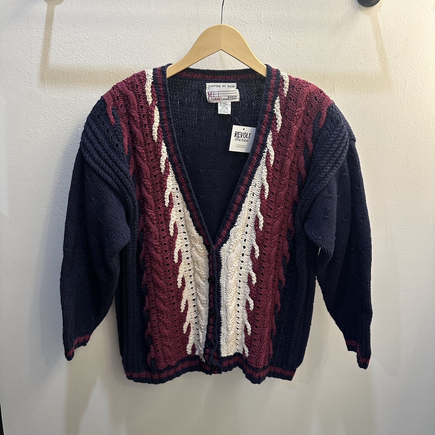 Vintage 80s hand knit cardigan, XL — Revolt Style Studio