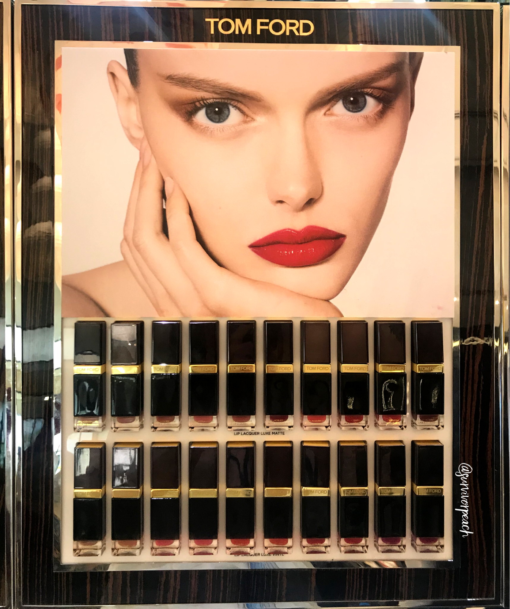 Tomford Lip Lacquer Luxe Matte and Lip Luxe Vinyl swatches