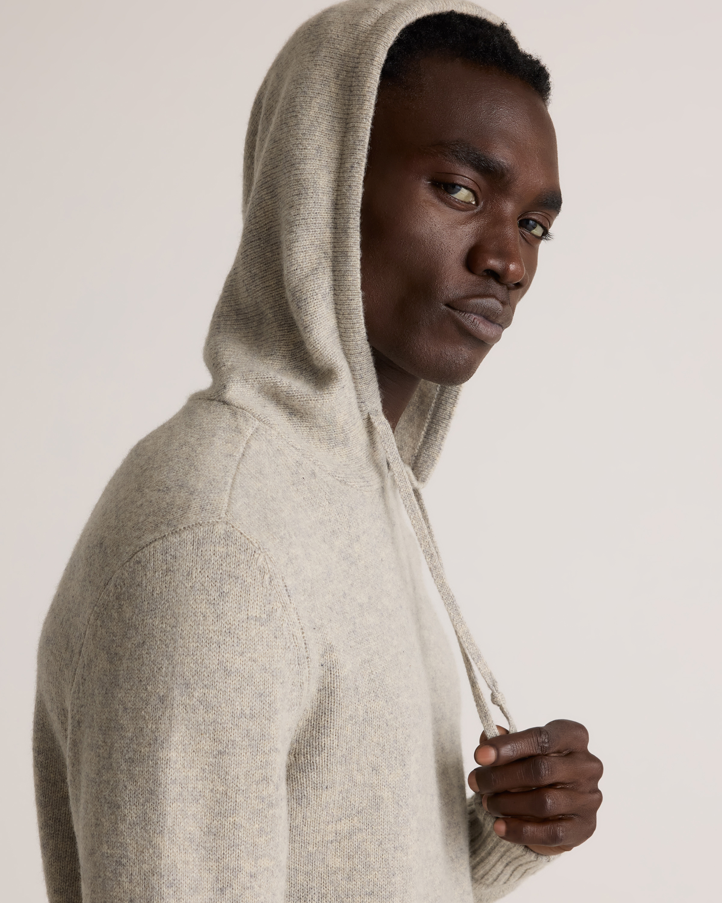 100% Yak Wool Pullover Hoodie in Warm Heather Grey