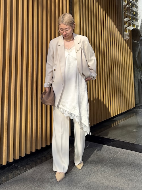 サテンレースアシメキャミ（キャミソール）｜LOUNGEDRESS（ラウンジ