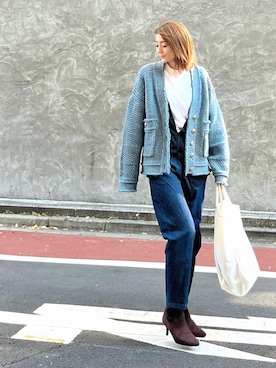 Curensology(カレンソロジー)/ツイーディヤーンニットカーディガンを