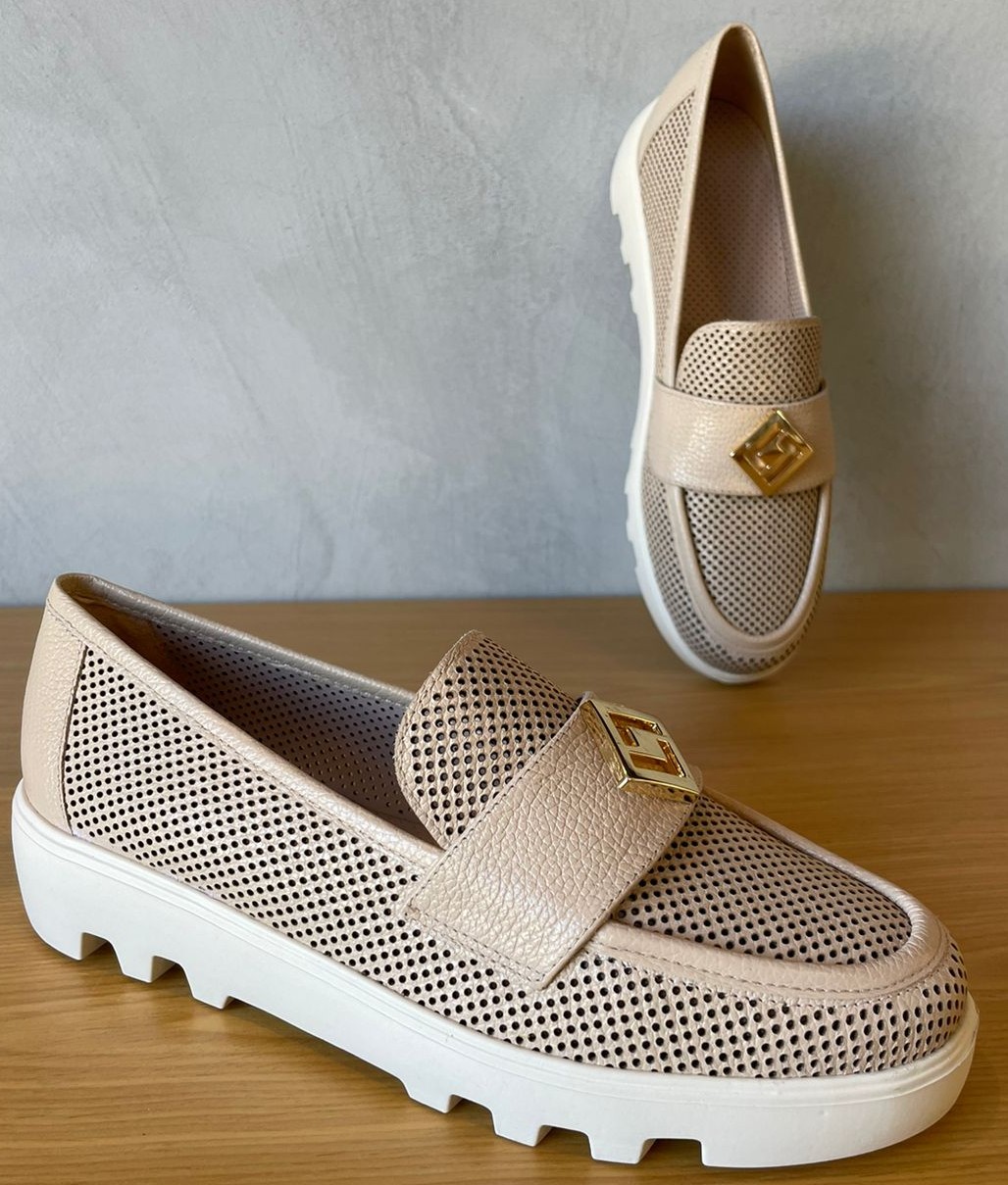 MOCASSIM LUZ DA LUA COURO LOAFER NEW RIDGE LATTE FEMININO - EDA'S