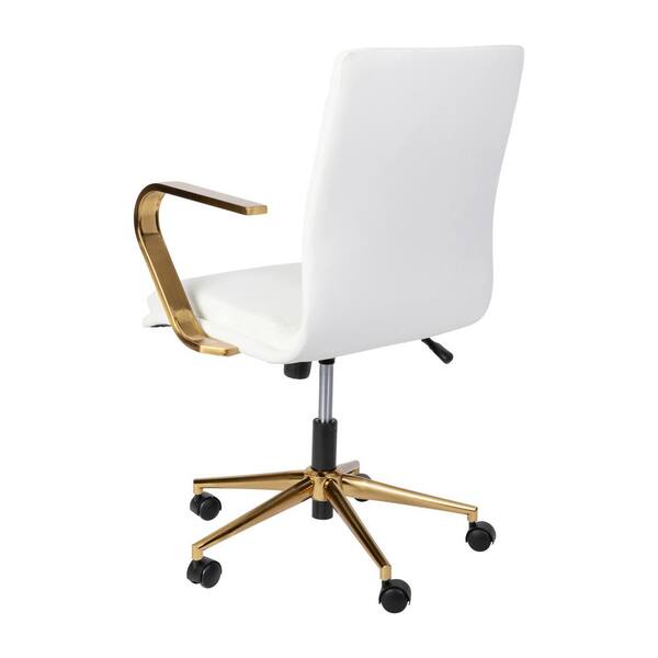 Carnegy Avenue White/Gold Leather/Faux Leather Office/Desk Chair
