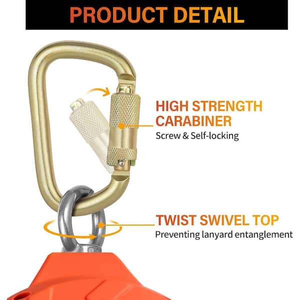 KIWDZFU 20 ft. Self Retracting Lifeline with Swivel Top Galvanized