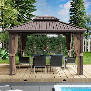KOZYARD Caesar 12 ft. x 10 ft. Gray Double Roof Hardtop Gazebo