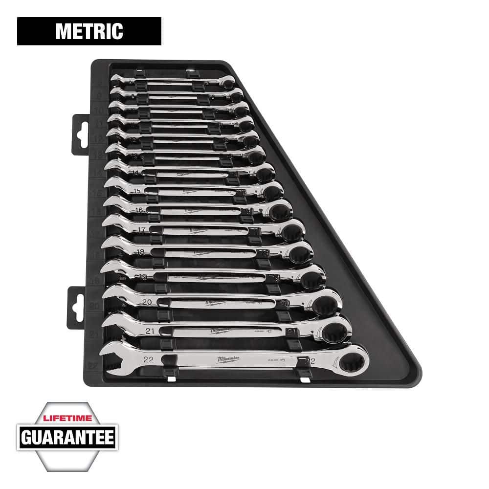 Milwaukee Metric Ratcheting Combination Wrench Set (15-Piece) 48