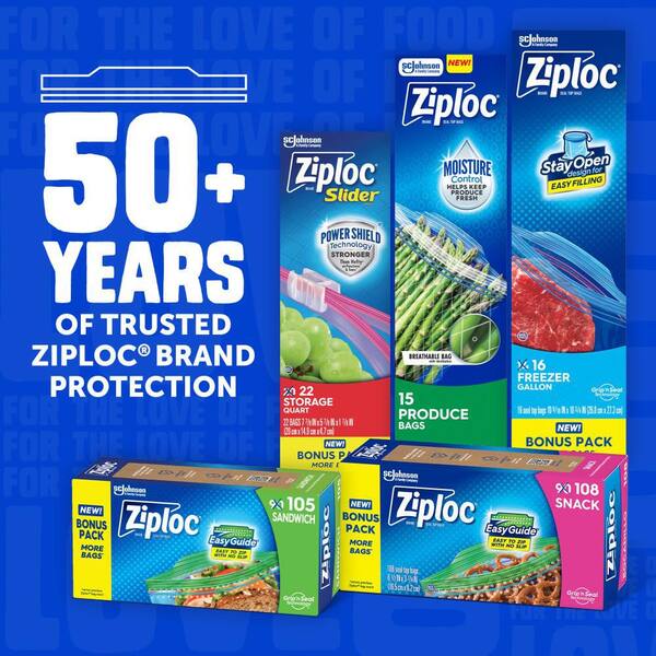 Ziploc Freezer Quart Plastic Bag - Value Pack (38-Count) 665255