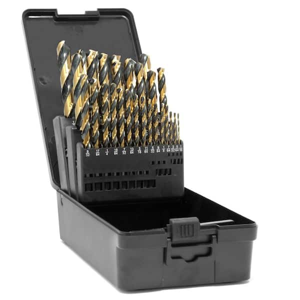 WEN Fully Ground Black Gold HSS Jobber Drill Bit Set with Carrying