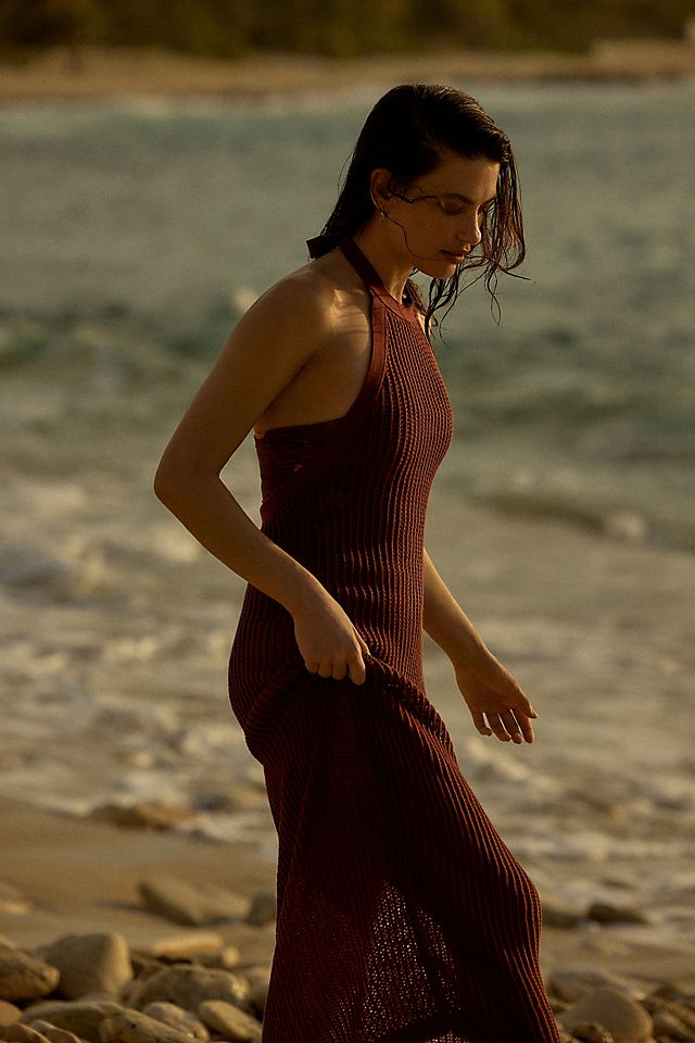 Beach Riot x Anthropologie Halter Crochet Cover-Up Dress