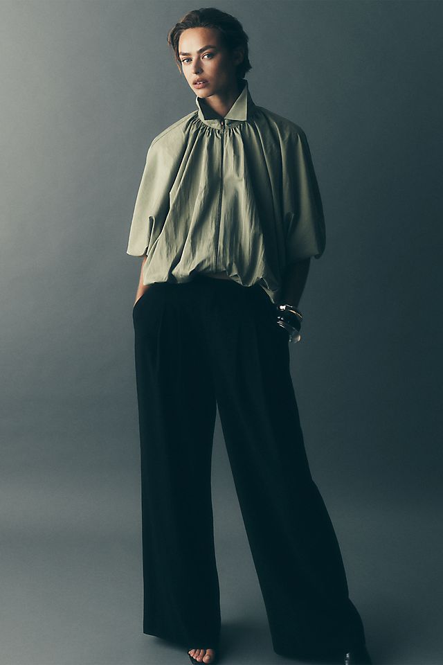 The Avery Wide-Leg Pleated Trousers by Maeve | Anthropologie